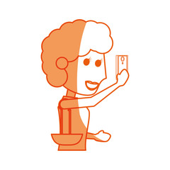 Young woman with smartphone cartoon