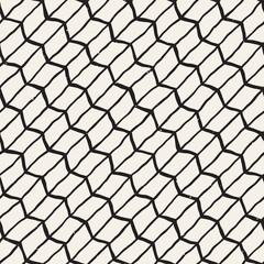 Hand drawn style seamless pattern. Abstract geometric tiling background in black and white. Vector doodle line lattice