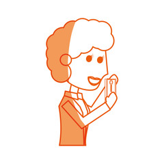 Young woman with smartphone cartoon