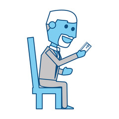 Young man with smartphone cartoon