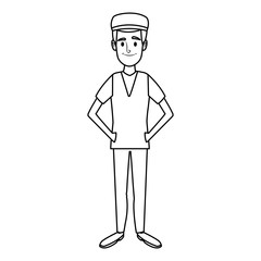standing man young people cartoon image