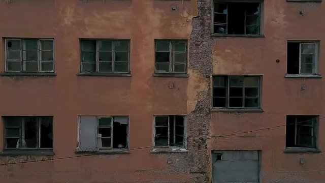 Aerial View, Abandoned house, Stunning Shots of Drones of Disgusting Post-Soviet Building