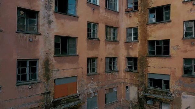 Aerial View, Abandoned house, Stunning Shots of Drones of Disgusting Post-Soviet Building
