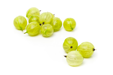 Heap of ripe, fresh harvested green gooseberry fruit