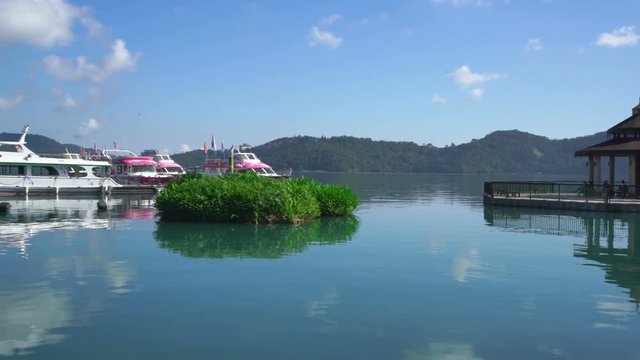 Panning left to Ita Thao Pier, Sun Moon Lake, Taiwan 
