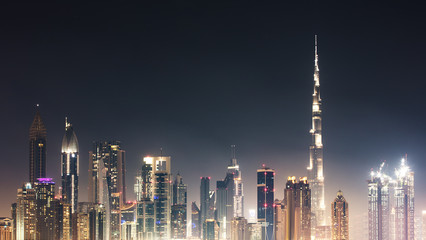 Fototapeta na wymiar Dubai Skyline At Night