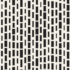 Black and White Irregular Dashed Lines Pattern. Modern Abstract Vector Seamless Background. Chaotic Rectangle Stripes Mosaic