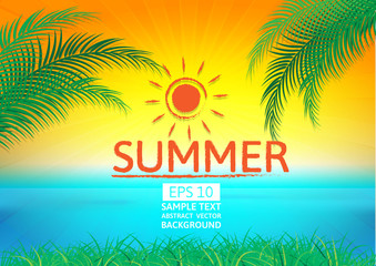 Fototapeta na wymiar Summer holidays illustration, summer vector background with copy space