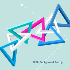 Abstract Background with Intersecting Triangles and an Arrow. Colorful Flat Design Vector Illustration.