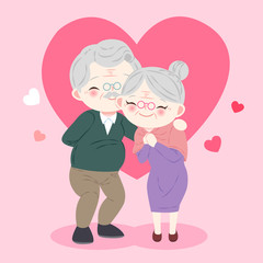 cute cartoon old couple