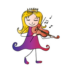 Obraz premium Cartoon girl playing the violin.