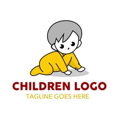 Children play and learn with joy logo template