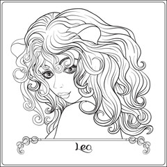 Leo. A young beautiful girl In the form of one of the signs of t