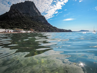 The central beach of the village New World (Green Bay), Crimea