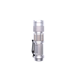 A small silver steel torch light  isolated on white background.