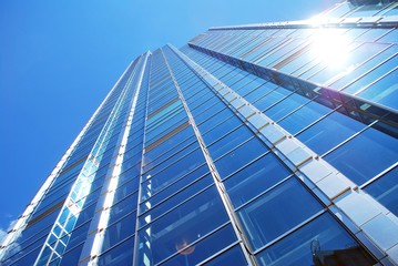 Modern building.Modern office building with facade of glass