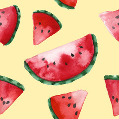 Watercolor watermelon seamless pattern isolated on white background