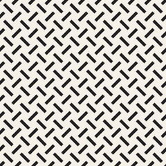 Crosshatch vector seamless geometric pattern. Crossed graphic rectangles background. Checkered motif. Seamless black and white texture of crosshatched lines. Trellis simple fabric print.