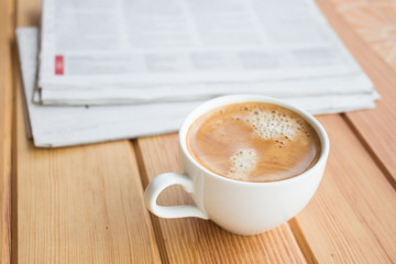 cup of coffee and newspaper