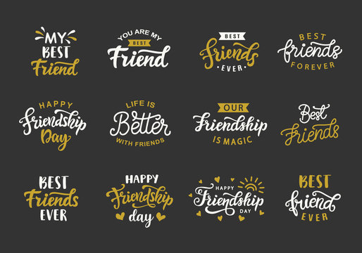Happy Friendship Day hand lettering big set