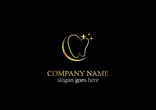 gold dental tooth shine logo