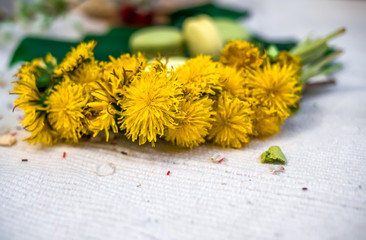 Whreath of dandelions