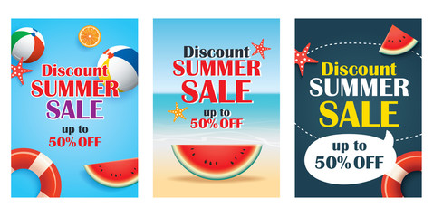 Summer sale emails and banners mobile templates. Vector illustrations for website, posters, brochure, voucher discount, flyers, newsletter designs, ads, promotional background.