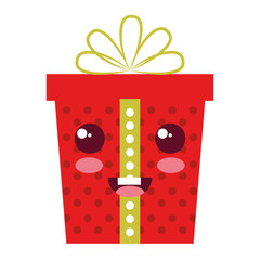 gift box present kawaii character vector illustration design