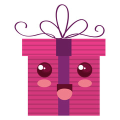 gift box present kawaii character vector illustration design