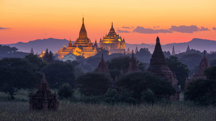 Pagoda in twilight at Bagan, Myanmar