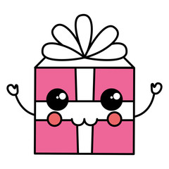 gift box present kawaii character vector illustration design