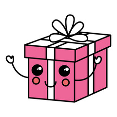 gift box present kawaii character vector illustration design