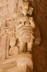 Winged sculpture of a noble at Ek Balam, Mexico