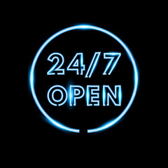Fototapeta premium Realistic open neon sign banner. Vector illustration.