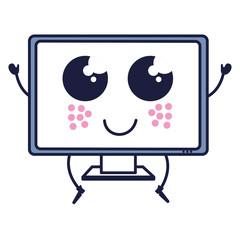 computer display kawaii character vector illustration design