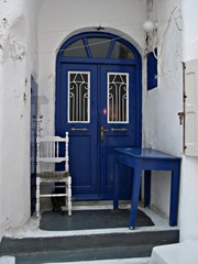 Mykonos (Grèce). Chat et maison
