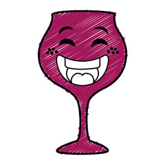 wine cup kawaii character vector illustration design
