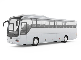 White big tour bus isolated on a white background. 3D rendering