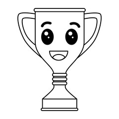 trophy cup award kawaii character vector illustration design