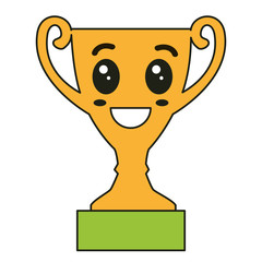 trophy cup award kawaii character vector illustration design