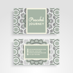 Business Card. Vintage decorative elements. Ornamental floral business cards or invitation with mandala