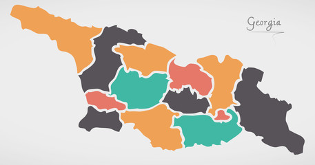 Georgia Map with states and modern round shapes