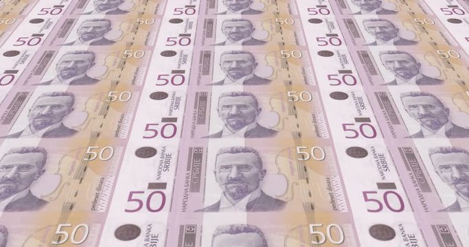 Banknotes of fifty serbian dinars of Serbia, cash money, loop