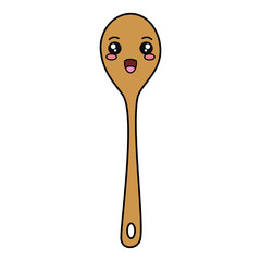wooden spoon cutlery kawaii character vector illustration design