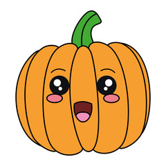 Fresh pumpkin vegetable kawaii character vector illustration design