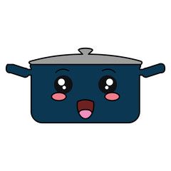 kitchen pot kawaii character vector illustration design