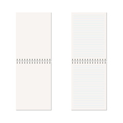 Vector realistic  vertical blank copybook with metallic spiral.