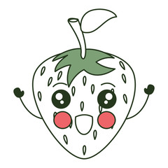 fresh strawberry kawaii character vector illustration design