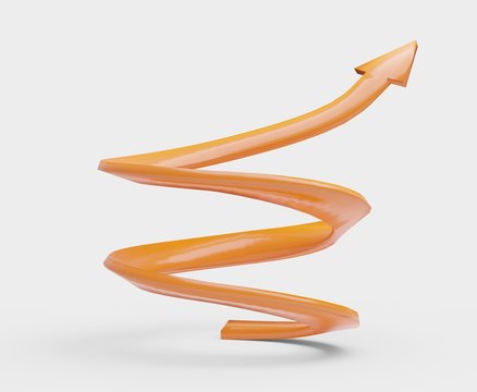 Orange spiral arrow isolated 3D illustration