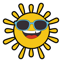 cartoon sun with sunglasses icon over white background colorful design vector illustration